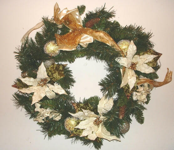 Artificial Poinsettia Xmas Wreath