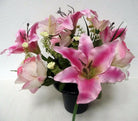 Artificial Silk Tiger Lily/Rose/Alstroemeria Cemetery Pot