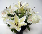 Artificial Silk Tiger Lily/Rose/Alstroemeria Cemetery Pot