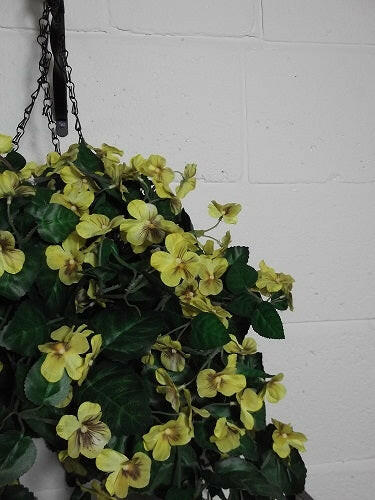 Artificial Silk Pansy Hanging Basket