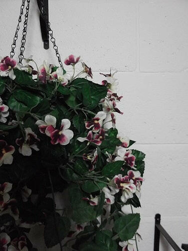 Artificial Silk Pansy Hanging Basket