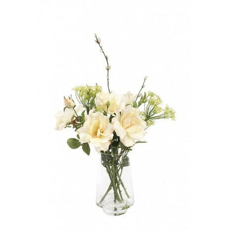 Artificial Silk Wild Rose & Bishops Flower Vase