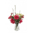 Artificial Silk Wild Rose & Bishops Flower Vase