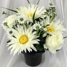 Artificial Silk Rose and Daisy Cemetery Pot