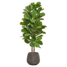 Artificial Silk Fiddle Tree in Taupe Pot