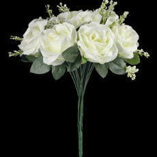 Artificial Silk Rose Bunch with Gypsophila Fillers (11 Heads)