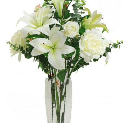Artificial Silk Asiatic Rose and Lily Arrangement