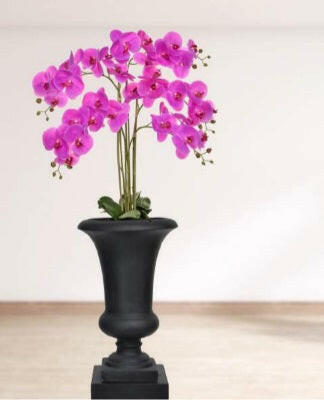 Artificial Silk Phalaenopsis Orchids in Milan Urn Sold as a pair