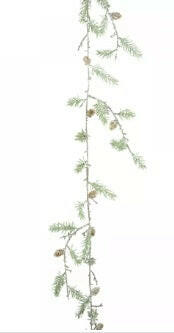 Artificial Icy Pine Garland with Pinecones