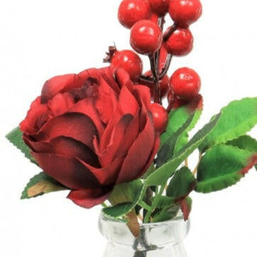 Artificial Silk Christmas Rose with Berries Arrangement