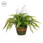 Artificial Potted Fern In Grey Pot