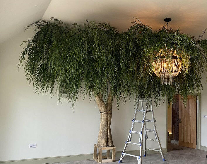 Luxury Artificial Silk Fabricated Hand Built Bespoke Trunk Willow Tree