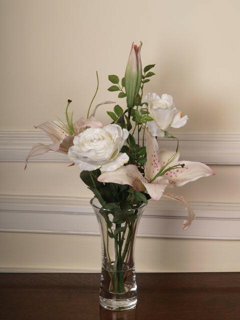 Artificial Silk Casablanca Lily Roses Arrangement Small