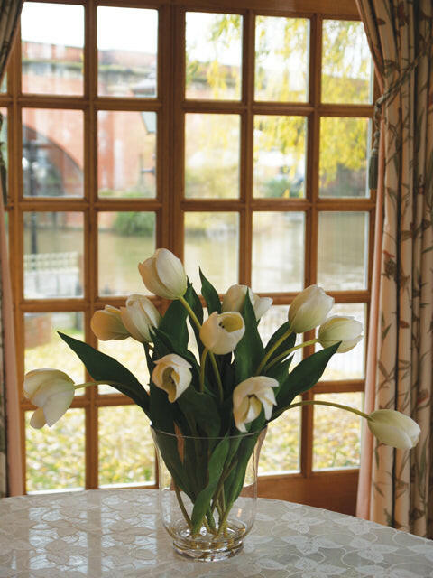 Artificial Silk Tulips in Glass