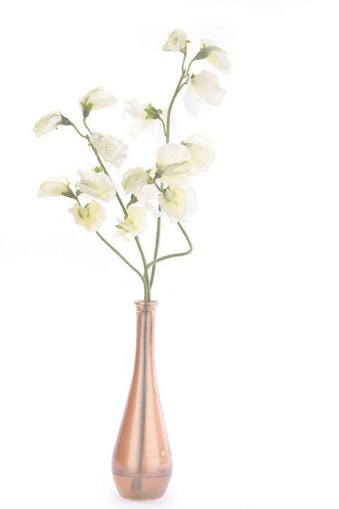 Artificial Silk Sweetpeas in Round Vase