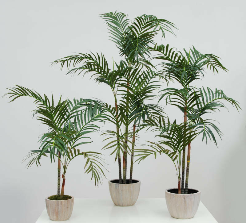 Artificial Silk Areca Palm in Cream Leaf Planter