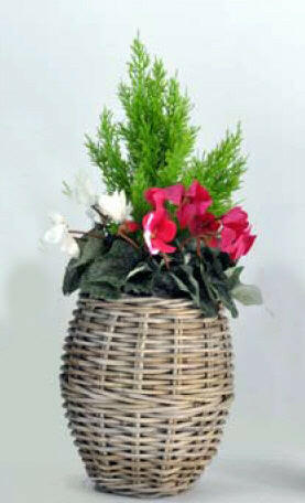 Artificial Silk Pansy Flower Rattan Planter