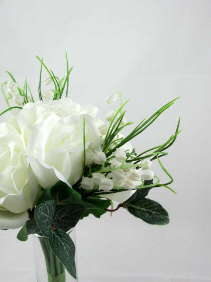Artificial Silk Lily of the Valley and Rose Bouquet