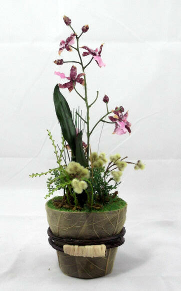 Artificial Silk Mini Oncidium Orchid in Pot