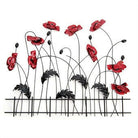 Poppies with Fence Metal Wall Art