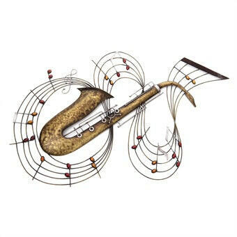 Saxophone with Musical Notes Wall Art