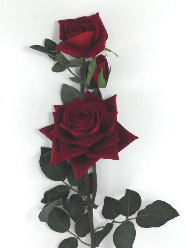 Artificial Silk Supreme Large Open Rose Spray (3 Heads)