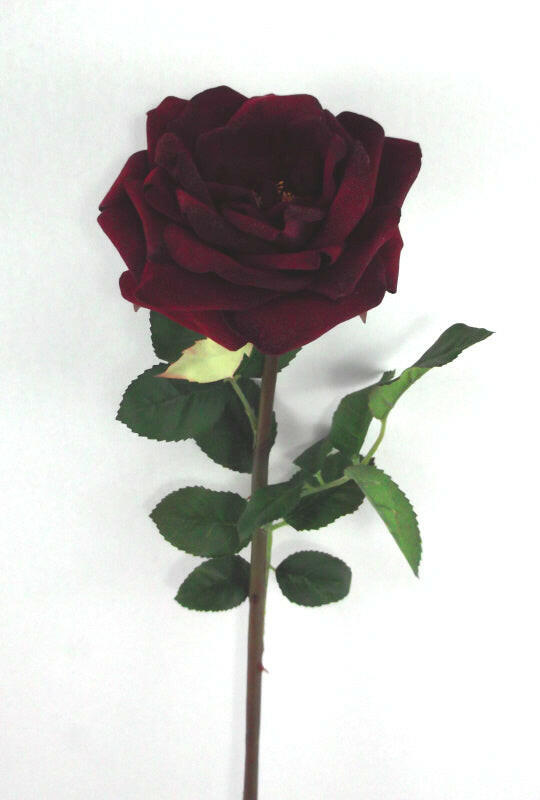 Artificial Velvet Rose Single Stem